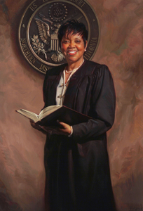 JUDGE SAUNDRA BROWN ARMSTRONG, U.S. DISTRICT COURT, CALIFORNIA - thumbnail of oil portrait by artist Scott Wallace Johnston